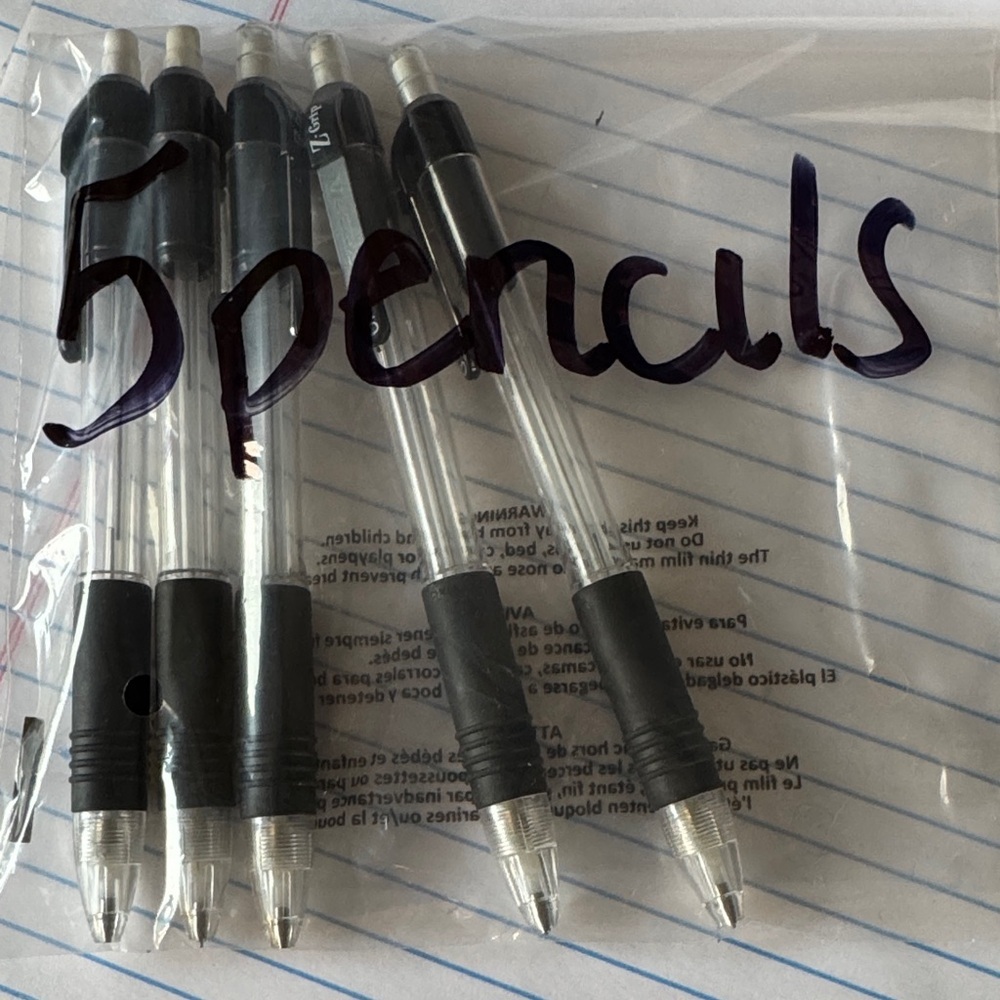 Set of 5 Black Grip Mechanical Pencils